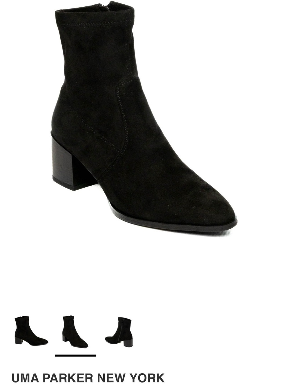UMA PARKER New York Black Suede Ankle Booties with Block Heel Size 39, 8.5